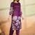 Purple printed cotton reyon kurta pant set