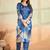 Blue printed cotton reyon kurta pant set