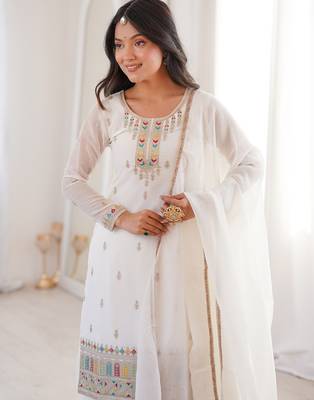 white silk palazzo suit with dupatta 4