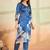 Blue printed cotton reyon kurta pant set