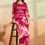 Pink printed cotton reyon kurta pant set