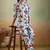 Sky blue printed cotton blend co-ord set