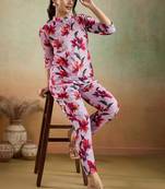 Light pink printed cotton blend co-ord set