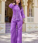 mbroidered Shirt Collar Shirt & Trouser Co-Ords