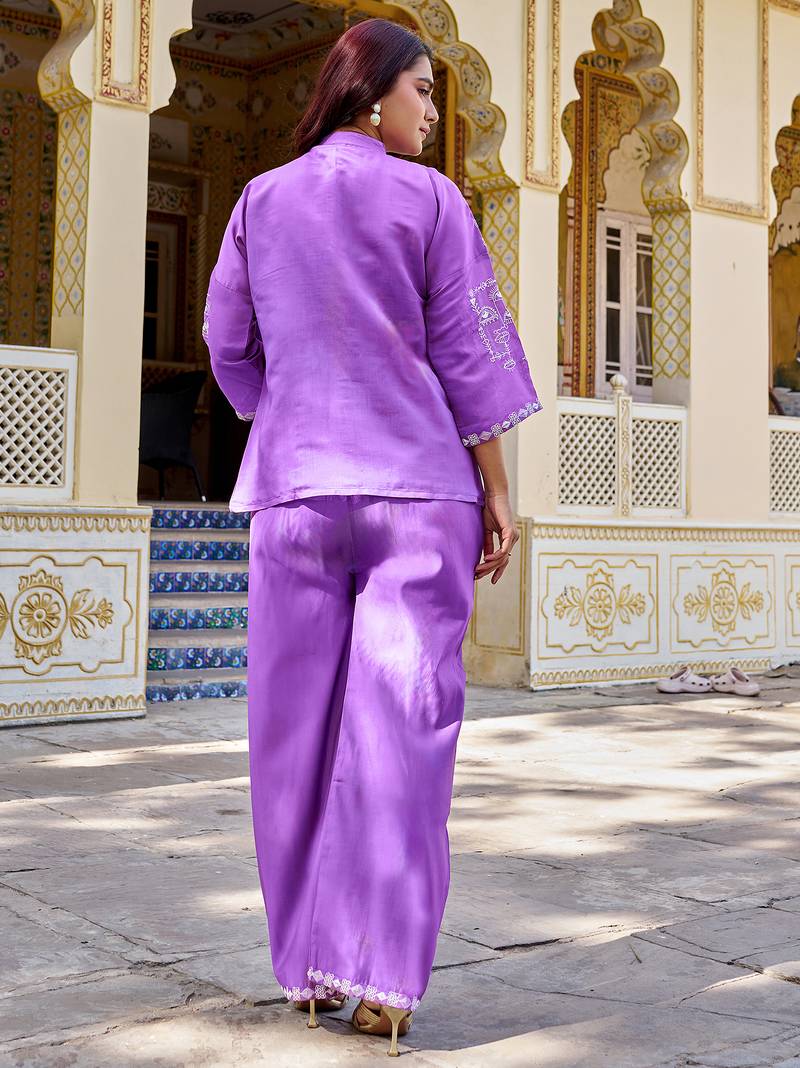 mbroidered Shirt Collar Shirt & Trouser Co-Ords