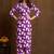 Purple printed cotton blend kurta pant set