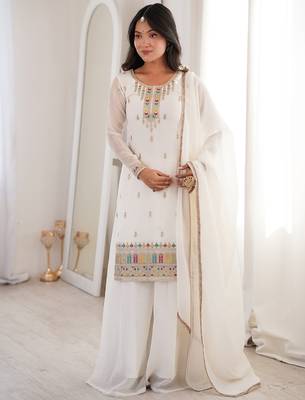 white silk palazzo suit with dupatta 5