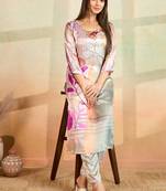 Multi color printed cotton reyon kurta pant set