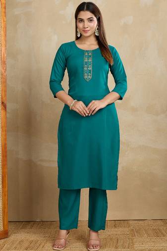 Rama printed cotton blend kurta pant set