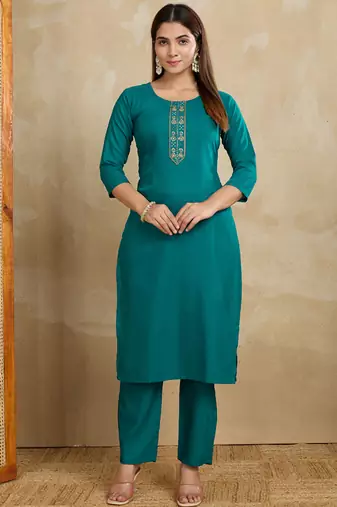 Rama printed cotton blend kurta pant set