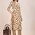 Beige printed cotton blend kurta pant set