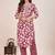 Maroon printed cotton blend kurta pant set