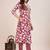 Maroon printed cotton blend kurta pant set