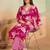 Pink printed cotton blend kurta pant set