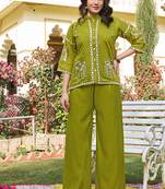 Embroidered Shirt Collar Shirt & Trouser 