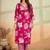 Pink printed cotton blend kurta pant set