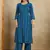 Blue printed cotton blend kurta pant set