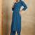 Blue printed cotton blend kurta pant set
