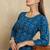 Blue printed cotton blend kurta pant set