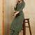 Green printed cotton blend kurta pant set