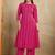 Pink printed cotton blend kurta pant set