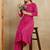 Pink printed cotton blend kurta pant set