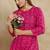 Pink printed cotton blend kurta pant set