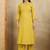 Yellow printed cotton blend kurta pant set