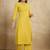 Yellow printed cotton blend kurta pant set