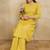 Yellow printed cotton blend kurta pant set