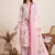 Baby pink printed cotton blend festival wear salwar suit