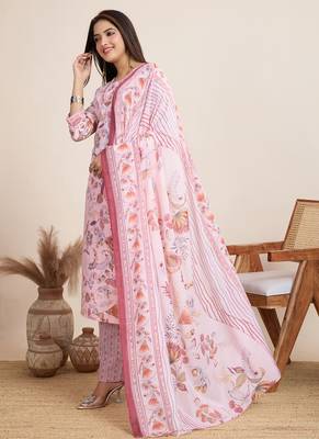 Baby pink printed cotton blend festival wear salwar suit 3