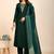 Green printed cotton blend festival wear salwar suit