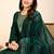 Green printed cotton blend festival wear salwar suit
