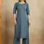Grey printed cotton blend kurta pant set