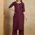 Maroon printed cotton blend kurta pant set