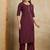 Maroon printed cotton blend kurta pant set