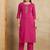 Pink printed cotton blend kurta pant set