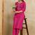 Pink printed cotton blend kurta pant set