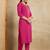 Pink printed cotton blend kurta pant set