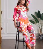 Multi color printed cotton reyon festival wear co-ord set