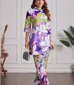 Multi color printed cotton reyon festival wear co-ord set