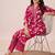 Pink printed cotton blend kurta pant set