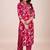 Pink printed cotton blend kurta pant set