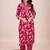 Pink printed cotton blend kurta pant set