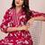 Pink printed cotton blend kurta pant set