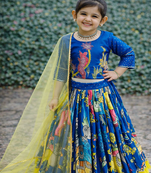 Alluring Chinon Silk Embroidery Digital Printed Rama Lehenga Choli