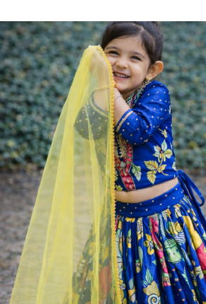 Alluring Chinon Silk Embroidery Digital Printed Rama Lehenga Choli 5