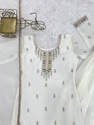 cream silk kurta sharara with dupatta 4
