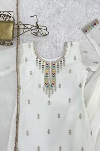 cream silk kurta sharara with dupatta